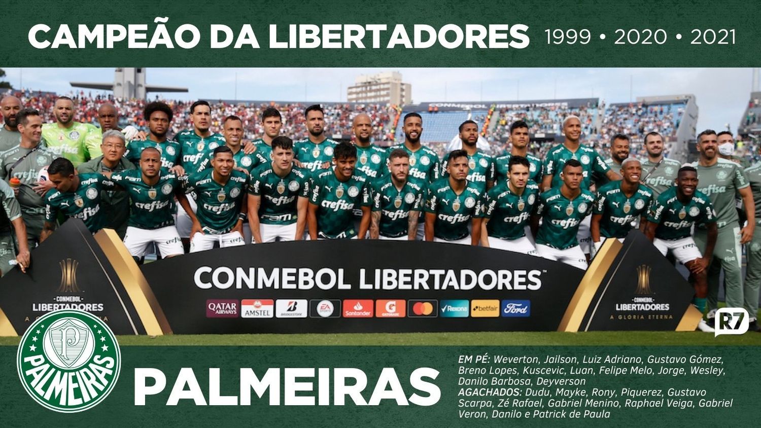 Baixe o pôster do Palmeiras tricampeão da Libertadores - Esportes - R7  Futebol