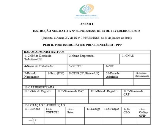PPP, Perfil Profissiográfico Previdênciário