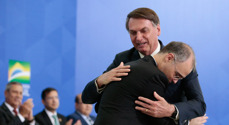 Ministro André Mendonça, do STF,  e presidente Jair Bolsonaro