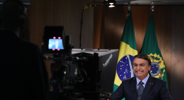 Bolsonaro durante gravação do discurso para a 75ª Assembleia Geral da ONU