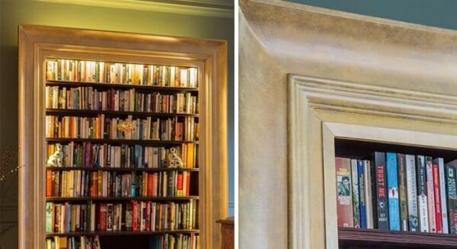 Prateleira para livros com design de porta retrato