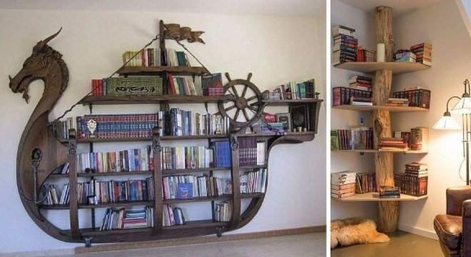 Prateleira para livros com design ousado