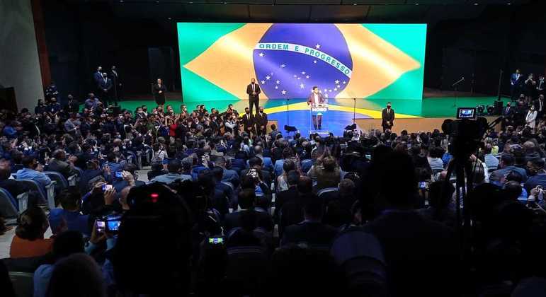 Evento de filiação do ex-juiz Sergio Moro ao Podemos, em Brasília