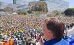Presidente Bolsonaro durante discurso aos manifestantes no ato pelo 7 de Setembro