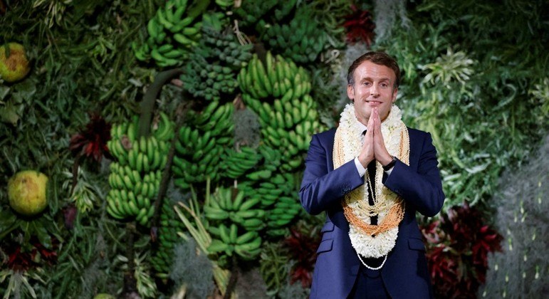 Presidente da França, Emmanuel Macron, em visita oficial à Polinésia Francesa