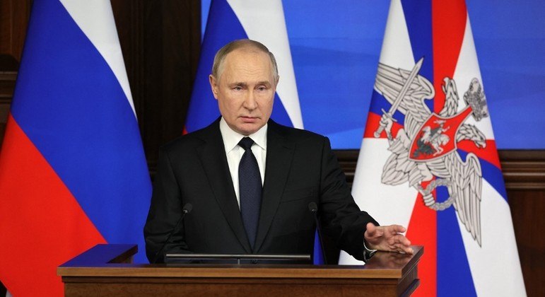 Presidente da Rússia, Vladimir Putin, durante discurso