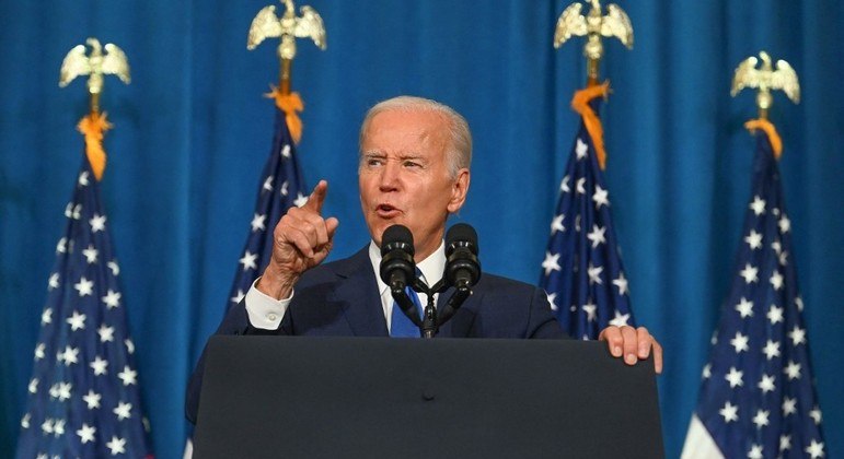 Presidente dos Estados Unidos, Joe Biden, durante discurso a seis dias das midterms