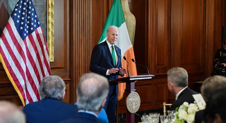 Joe Biden em evento que celebrou as ligações irlandesas e americanas