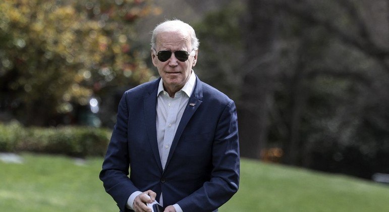 Presidente Joe Biden em registro feito no jardim da Casa Branca