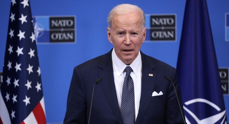 Presidente Joe Biden em entrevista coletiva após cúpula da Otan