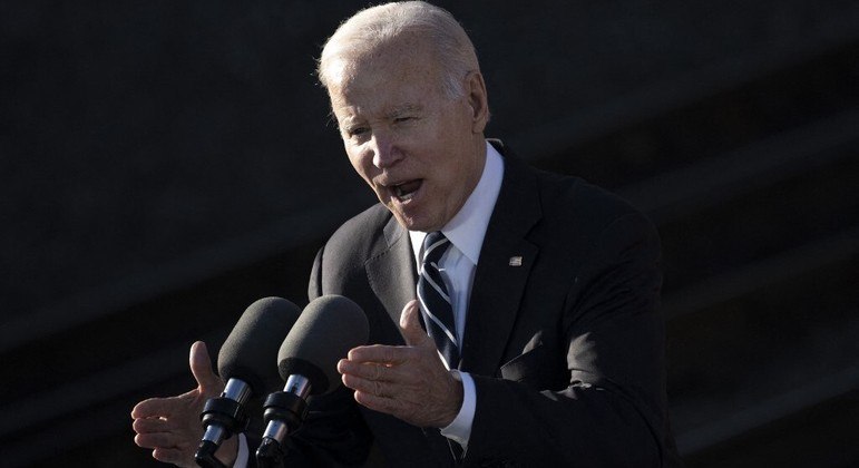 Presidente dos Estados Unidos, Joe Biden, em entrevista coletiva
