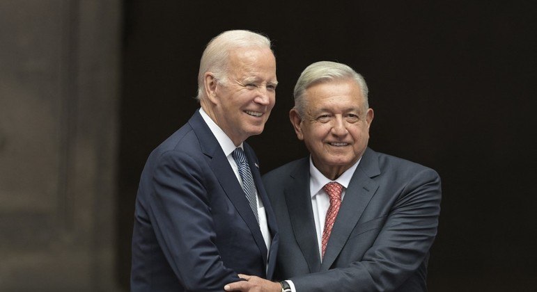 Presidente dos EUA, Joe Biden, e o presidente do México, Andrés Manuel López Obrador