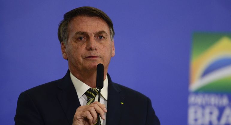 O presidente Jair Bolsonaro (PL) durante evento no Palácio do Planalto