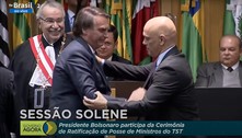 Bolsonaro cumprimenta Moraes em 1º evento após acusá-lo de abuso