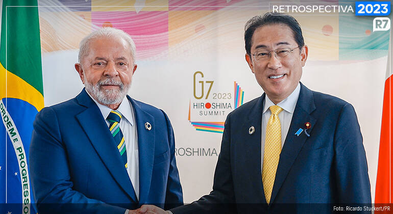 Convidado para a cúpula do G7, Lula desembarcou na cidade de Hiroshima, no Japão, e teve encontro com o primeiro-ministro, Fumio Kishida 