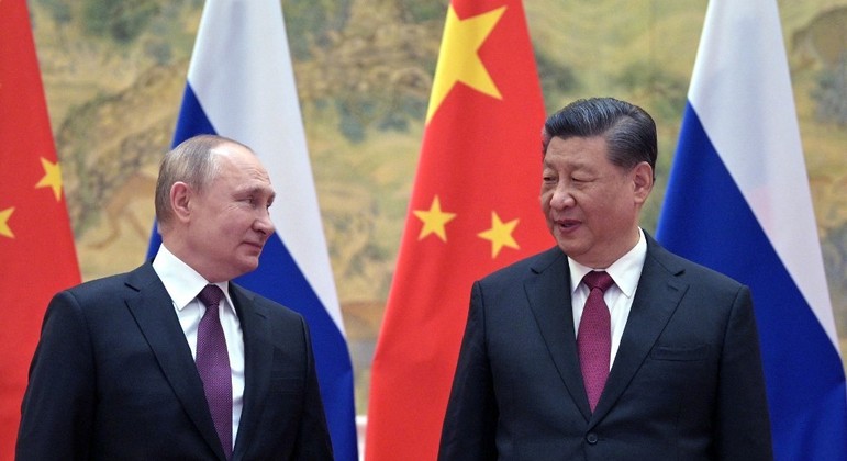 O presidente russo, Vladimir Putin, e o líder chinês, Xi Jinping, em encontro no início do mês