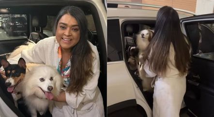 Preta Gil recebe visita das cachorras no hospital