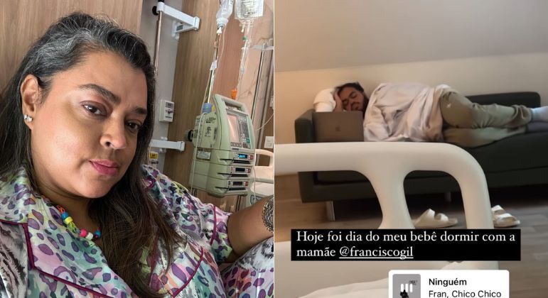 Preta Gil mostra Francisco Gil dormindo em hospital