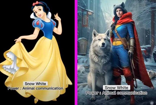 Primeira princesa da Disney e protagonista de um longa-metragem da empresa, Branca de Neve ganha a habilidade de se comunicar com animais.