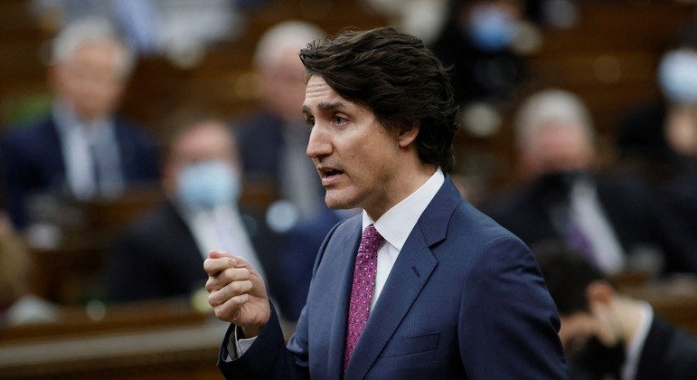 O primeiro-ministro do Canadá, Justin Trudeau, fala durante sessão na Câmara dos Comuns