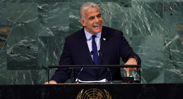 Primeiro-ministro de Israel, Yair Lapid, durante Assembleia-Geral da ONU