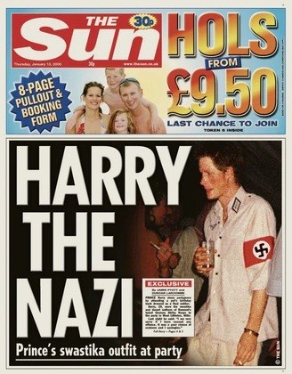 O príncipe Harry falou sobre seu arrependimento por ter se vestido de nazista no Halloween de 2005. Fotos em que aparece com uma suástica no braço se espalharam pelos tabloides e chocaram o mundo. 