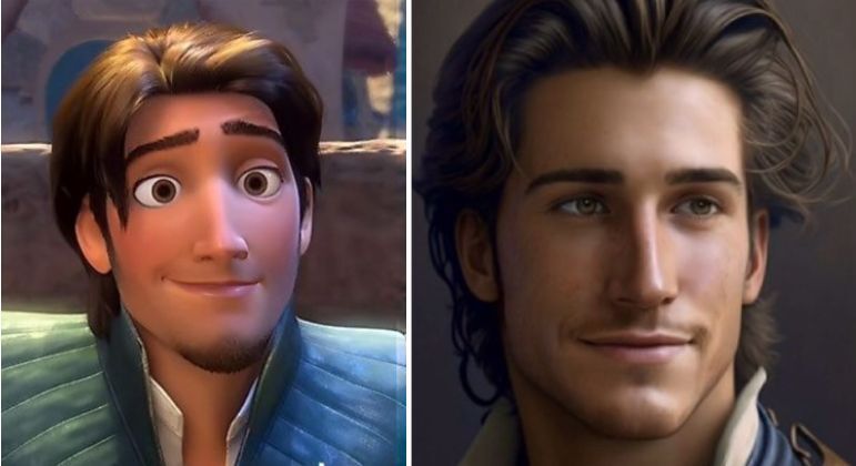 Flynn RiderO protagonista masculino de Enrolados também foi transformado em humano, e um usuário comentou que ele 'parece ter sido criado a partir do rosto de Jake Gyllenhaal', ator conhecido por ter interpretado Homer Hickam no filme O Céu de Outubro