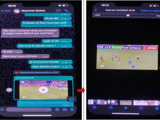 Em um dos últimos prints de conversa entre o santista e Romarinho, o zagueiro promete pagar a dívida pelo descumprimento do acordo e confessa que não usou o dinheiro que foi pago com antecedência