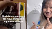 Professora devolve provas corrigidas com figurinhas do álbum da Copa e viraliza; confira o vídeo