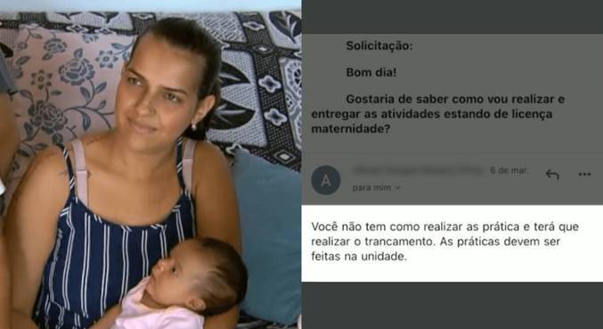 Faculdade Anhanguera explicou que a aluna tem o direito à licença maternidade de 90 dias