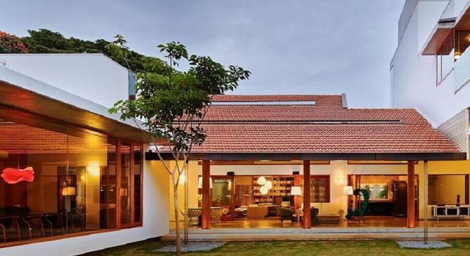 projeto de casa em l com varanda grande 