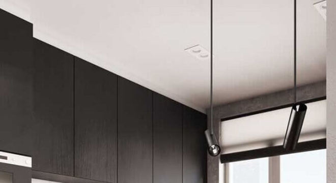 projeto de cozinha planejada preta e branca moderna 