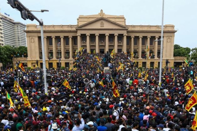 Manifestantes protestam contra presidente do Sri Lanka