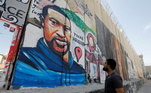 Grafite em homenagem a George Floyd foi pintado na Cisjordânia, território palestino ocupado por Israel