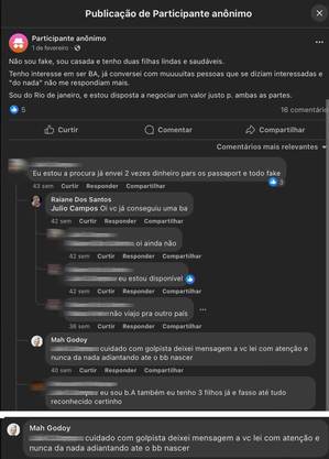 Publicação de Márcia Honório nas redes sociais