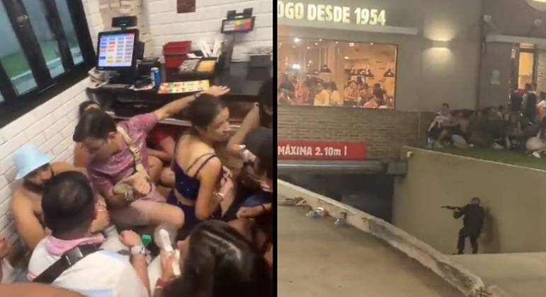 Público do show da Taylor Swift se protege em lanchonete de arrastão na saída do estádio Nilton Santos