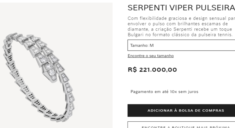 A pulseira modelo Serpenti Viper