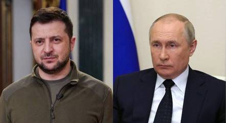 Zelenski, da Ucrânia, e Putin, da Rússia