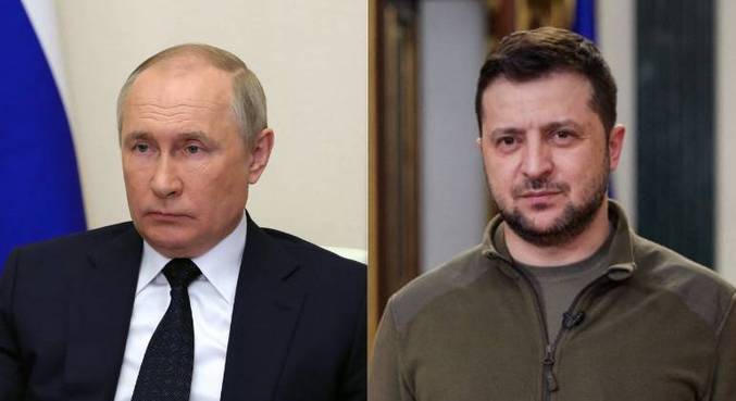O presidente russo, Vladimir Putin, e o presidente ucraniano, Volodmir Zelenski