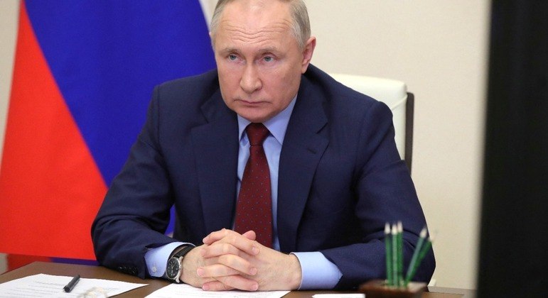 O presidente russo, Vladimir Putin, durante reunião na região de Moscou