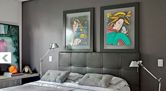 quadros decorativos para quarto de casal com cabeceira de couro