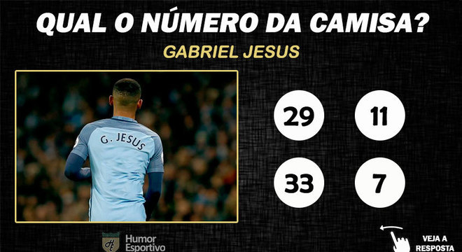 Qual o nmero da camisa de Gabriel Jesus no Manchester City?
