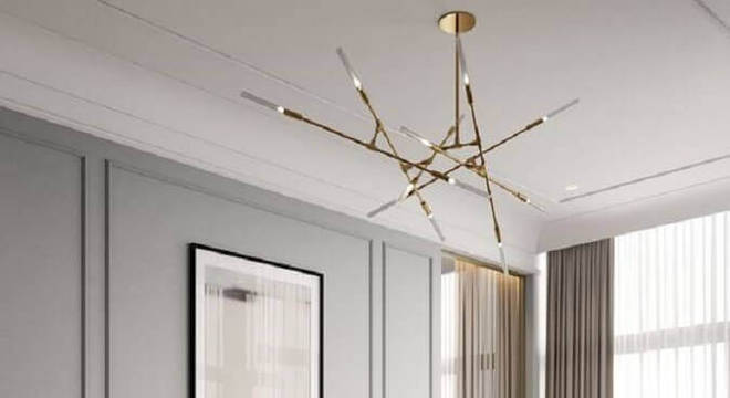 quarto de casal decorado em cores neutras com pendente para quarto com design moderno 