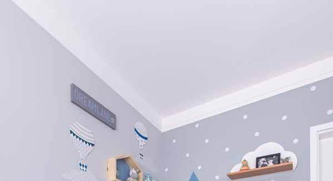 Quarto infantil planejado azul e cinza