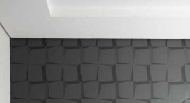 Quarto masculino com papel de parede 3D preto e cinza