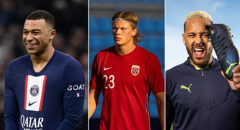 Os jogadores de futebol entram em campo para defender o clube em que jogam e, normalmente, os próprios patrocinadores. Quanto mais valioso um jogador, maior é o contrato com fornecedoras de material esportivo. Então, se os salários desses astros já são milionários, os acordos com as marcas não poderiam ser diferentes.Destaque no Dortmund e agora artilheiro no Manchester City, Haaland entrou para o seleto grupo dos mais bem pagos por patrocinadores esportivos. Aos 22 anos, o norueguês assumiu o segundo lugar do ranking e fica atrás apenas de Neymar.Entre os mais badalados, cinco atletas chamam atenção pelos valores extraordinários que recebem dessas empresas. Confira os nomes e a quantia que cada um recebe: