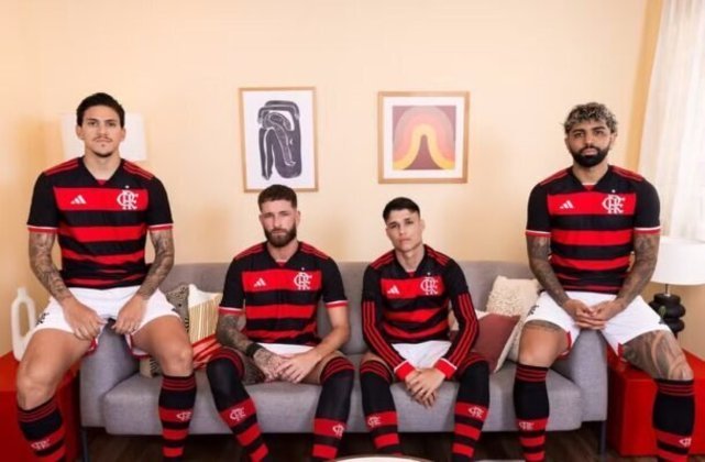 Quem também lançou novo uniforme nesta sexta foi o Flamengo. A Adidas utilizou a narração da final da Libertadores de 2019 no clipe de divulgação. Foto: Divulgação / Adidas