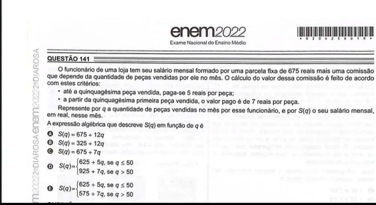 Modelo das Questões de Matemática do ENEM 