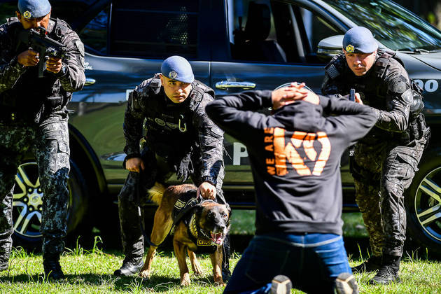 São Paulo, SP - 19.05.2023 -  Canil PM -  Treinamento de cães no canil da Polícia Militar para apreensão de drogas, artefatos explosivos e imobilização de suspeitos. Foto Edu Garcia/R7
