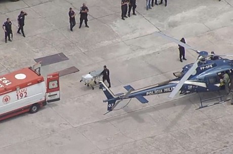 Ambulância levou PM ferido até helicóptero da corporação